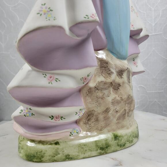 Vintage Crowned Holy Mary Baby Jesus Statue 12" Pink Ceramic‎ Madonna Bea Cox - Picture 3 of 16